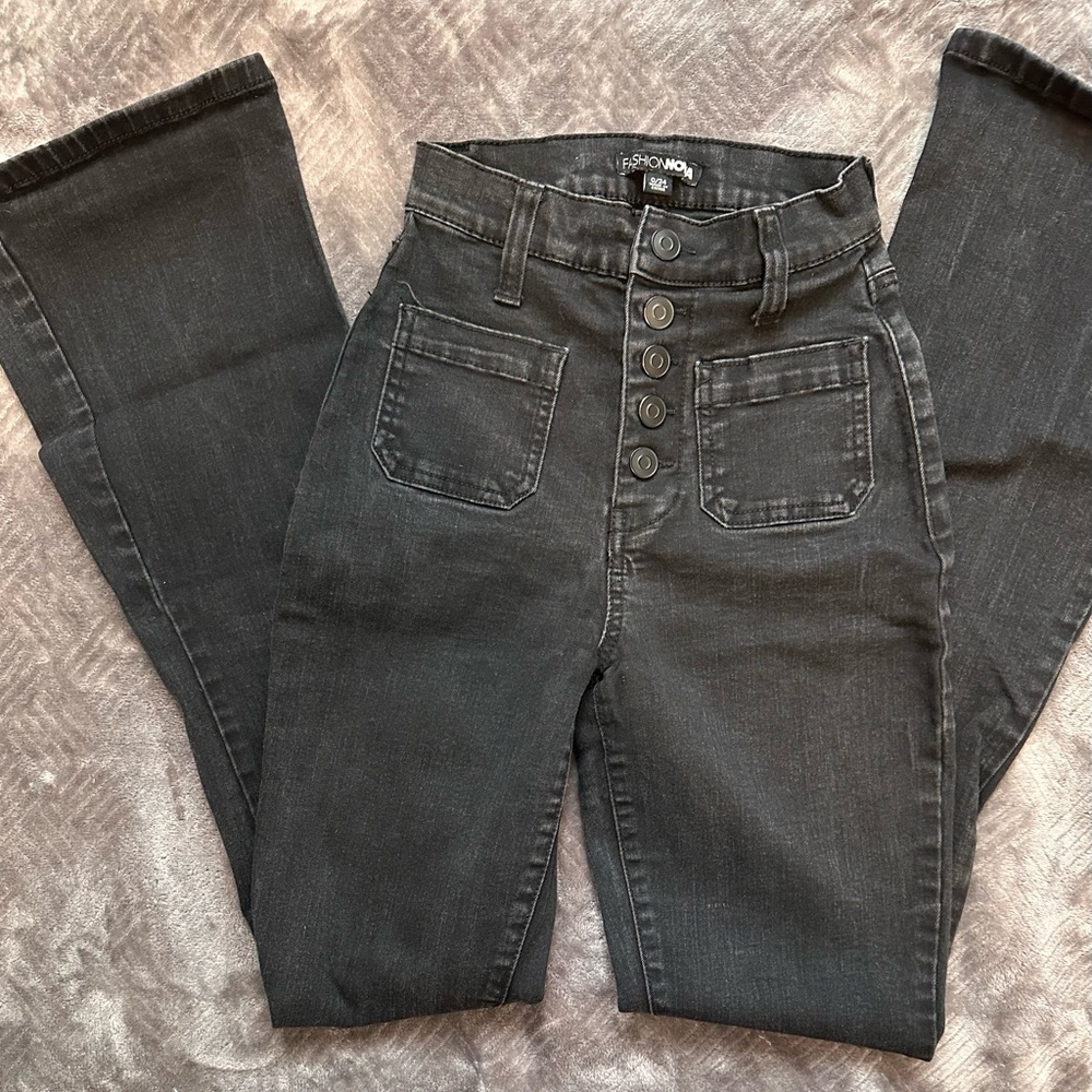 Fashion Nova Charcoal High Rise Jeans